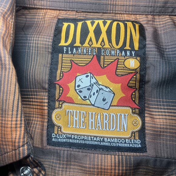 Dixxon Shirt Mens Size M Black Orange Plaid Pearl Snap D-Lux Bamboo The Hardin - Picture 5 of 8